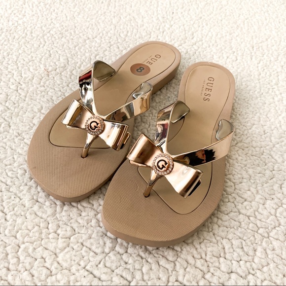 GUESS Metallic Rose Gold Sandals - Picture 5 of 6